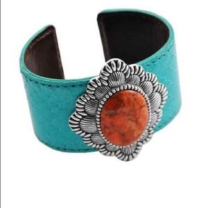 BARSE leather & gem cuff